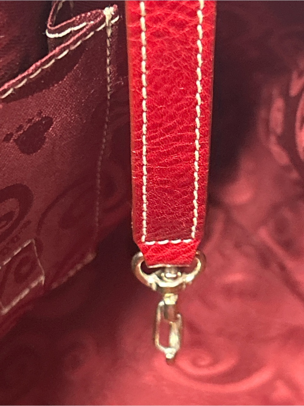 Brighton Red Heart Pattern Canvas and Leather Tote Bag Approx 15 x 9 x 4 - Picture 11 of 17